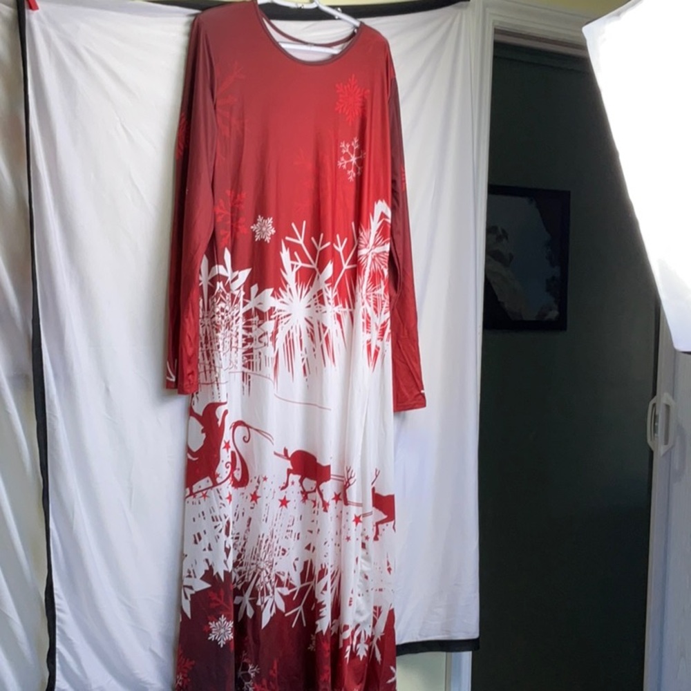 Holiday Red and White Snowflake Midi Dress